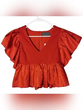 SUNDAY IN BROOKLYN ANTHROPOLOGIE RED SHIRT TOP BLOUSE SIZE XS
